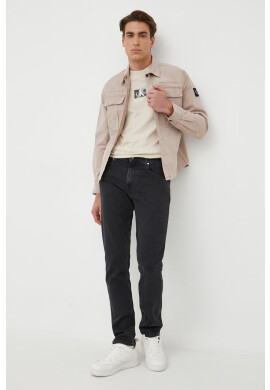 Calvin Klein Jeans Памучна тениска в бежово - Pepit.bg