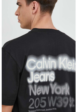 Calvin Klein Jeans Памучна тениска в черно с принт - Pepit.bg