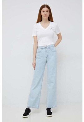 Calvin Klein Jeans Памучна тениска в бяло - Pepit.bg