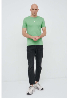Calvin Klein Jeans Памучна тениска в тюркоазено с изчистен дизайн - Pepit.bg