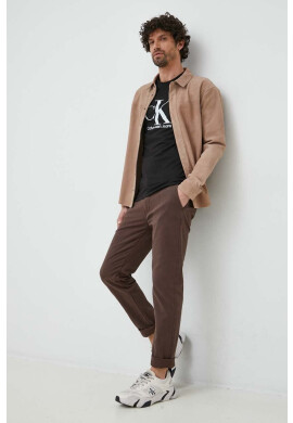 Calvin Klein Jeans Памучна тениска в черно с принт - Pepit.bg