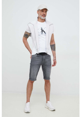Calvin Klein Jeans Памучна тениска в бяло с принт - Pepit.bg