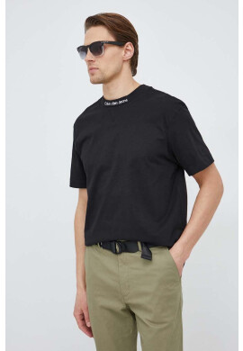 Calvin Klein Jeans Памучна тениска в черно с изчистен дизайн - Pepit.bg