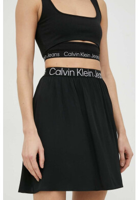 Calvin Klein Jeans Пола в черно къс модел разкроен модел - Pepit.bg