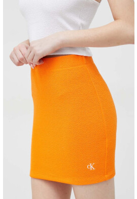 Calvin Klein Jeans Пола в оранжево къс модел с кройка тип молив - Pepit.bg