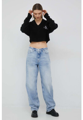 Calvin Klein Jeans Пуловер с вълна дамски в черно - Pepit.bg