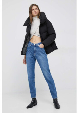 Calvin Klein Jeans Пуловер с вълна дамски в бежово от лека материя с ниско поло - Pepit.bg