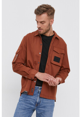 Calvin Klein Jeans Риза мъжка в черно със стандартна кройка с класическа яка - Pepit.bg