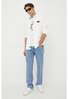 Calvin Klein Jeans Риза мъжка в бяло със стандартна кройка с класическа яка - Pepit.bg