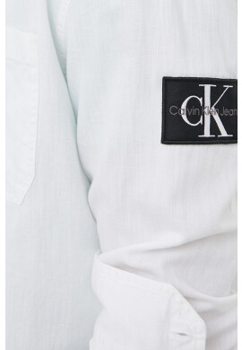 Calvin Klein Jeans Риза с лен в бяло със стандартна кройка с класическа яка - Pepit.bg