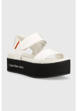 Calvin Klein Jeans Сандали FLATFORM SANDAL SOFTNY в бяло с платформа YW0YW00965 - Pepit.bg
