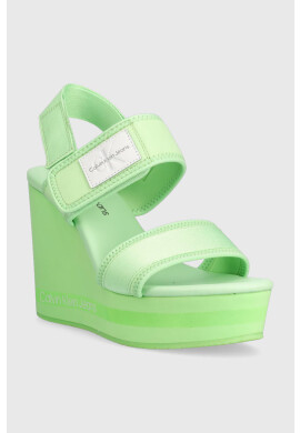 Calvin Klein Jeans Сандали WEDGE SANDAL BADGE в зелено със скосена платформа YW0YW01028 - Pepit.bg