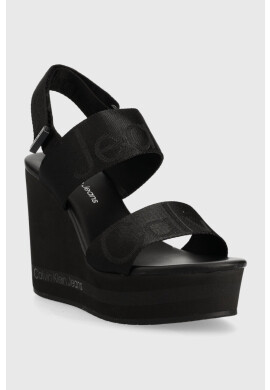 Calvin Klein Jeans Сандали WEDGE SANDAL WEBBING в черно със скосена платформа YW0YW00959 - Pepit.bg