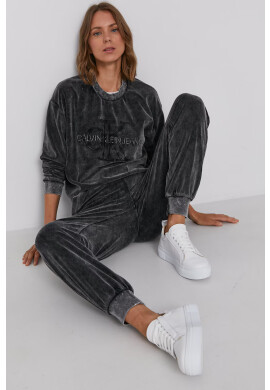 Calvin Klein Jeans Суичър дамски в сиво с изчистен дизайн - Pepit.bg