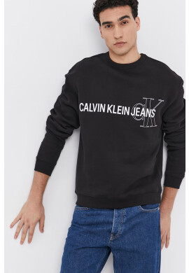 Calvin Klein Jeans Суичър мъжки в черно с принт - Pepit.bg