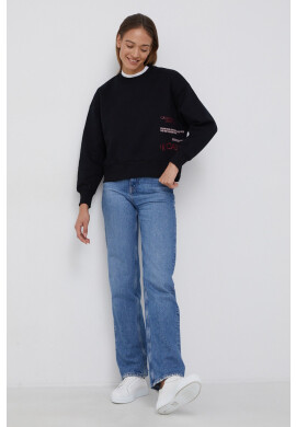Calvin Klein Jeans Суичър дамски в черно с десен - Pepit.bg