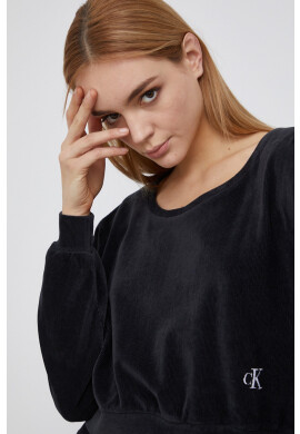 Calvin Klein Jeans Суичър дамски в черно с изчистен дизайн - Pepit.bg