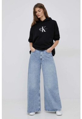 Calvin Klein Jeans Суичър в черно с качулка с принт - Pepit.bg