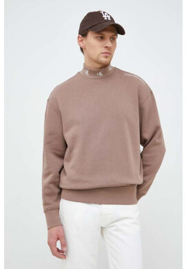 Calvin Klein Jeans Суичър в кафяво с принт - Pepit.bg