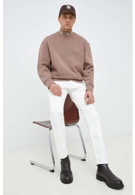 Calvin Klein Jeans Суичър в кафяво с принт - Pepit.bg