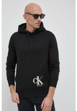 Calvin Klein Jeans Суичър в черно с качулка с изчистен дизайн - Pepit.bg