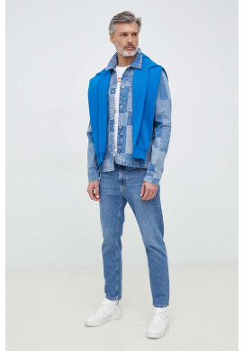 Calvin Klein Jeans Суичър в синьо с качулка с апликация - Pepit.bg