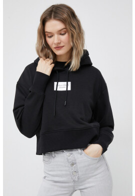 Calvin Klein Jeans Суичър в черно с качулка с принт - Pepit.bg