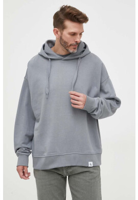 Calvin Klein Jeans Суичър в сиво с качулка с изчистен дизайн - Pepit.bg