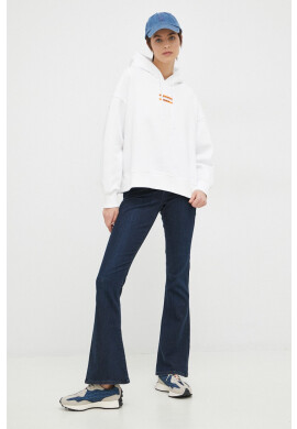Calvin Klein Jeans Суичър в бяло с качулка с принт - Pepit.bg