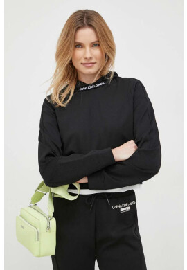 Calvin Klein Jeans Суичър в черно с качулка с апликация - Pepit.bg