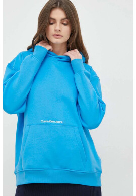 Calvin Klein Jeans Суичър в синьо с качулка с изчистен дизайн - Pepit.bg