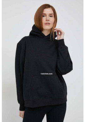 Calvin Klein Jeans Суичър в черно с качулка с изчистен дизайн - Pepit.bg