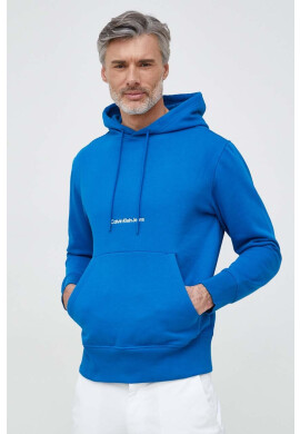 Calvin Klein Jeans Суичър в синьо с качулка с изчистен дизайн - Pepit.bg