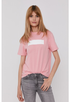 Calvin Klein Jeans Тениска дамска в розово с ниско поло - Pepit.bg
