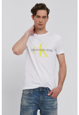 Calvin Klein Jeans Тениска мъжка в бяло с принт - Pepit.bg