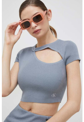 Calvin Klein Jeans Тениска в сиво с изчистен дизайн - Pepit.bg