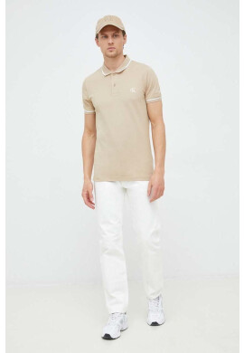 Calvin Klein Jeans Тениска с яка в бяло с яка тип peter pan - Pepit.bg