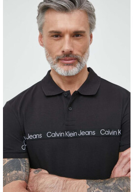 Calvin Klein Jeans Тениска с яка в бяло с апликация - Pepit.bg