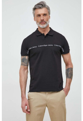 Calvin Klein Jeans Тениска с яка в бяло с апликация - Pepit.bg