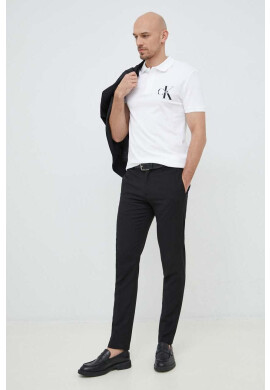 Calvin Klein Jeans Тениска с яка в бежово с принт - Pepit.bg