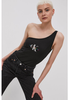 Calvin Klein Jeans Топ дамски в черно с голи рамене - Pepit.bg