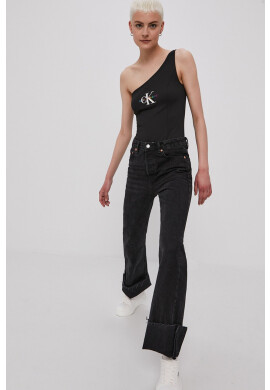 Calvin Klein Jeans Топ дамски в черно с голи рамене - Pepit.bg