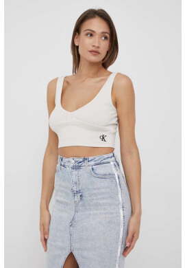 Calvin Klein Jeans Топ дамски в бежово - Pepit.bg