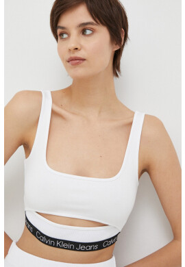 Calvin Klein Jeans Топ дамски в бяло - Pepit.bg