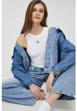 Calvin Klein Jeans Топ дамски в бяло - Pepit.bg
