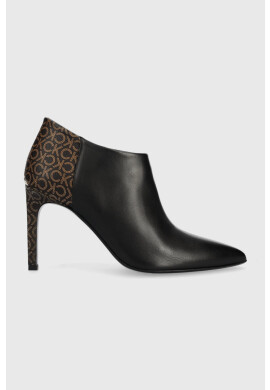 Calvin Klein Кожени боти Essential Ankle Bootie 90 в черно с ток стилето - Pepit.bg