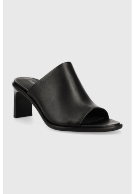 Calvin Klein Кожени чехли CURVED STILETTO MULE в черно с висок ток HW0HW01628 - Pepit.bg
