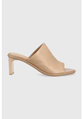 Calvin Klein Кожени чехли CURVED STILETTO MULE в бежово с висок ток HW0HW01628 - Pepit.bg