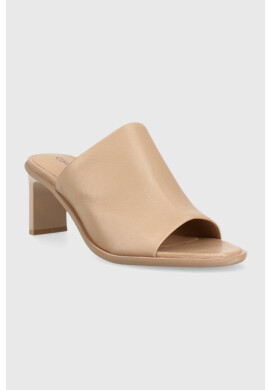 Calvin Klein Кожени чехли CURVED STILETTO MULE в бежово с висок ток HW0HW01628 - Pepit.bg