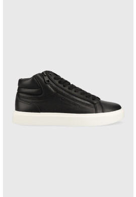 Calvin Klein Кожени маратонки High Top Lace Up W/zip в черно - Pepit.bg